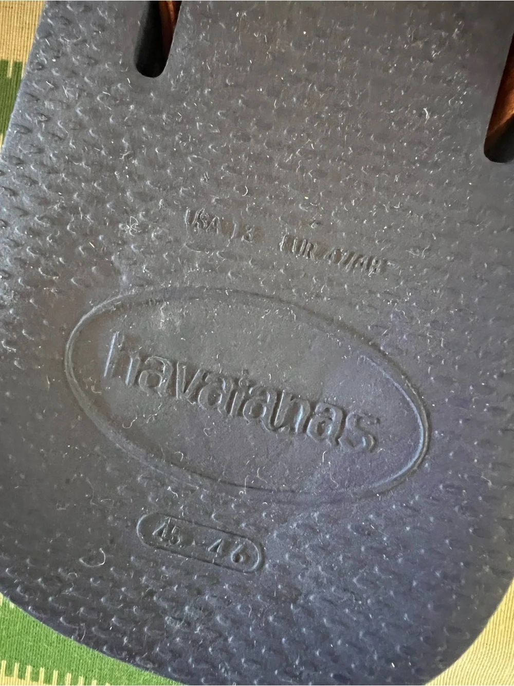 Havaianas Men's Navy and Brown Leather-Trim Flip Flops nwt sz 13